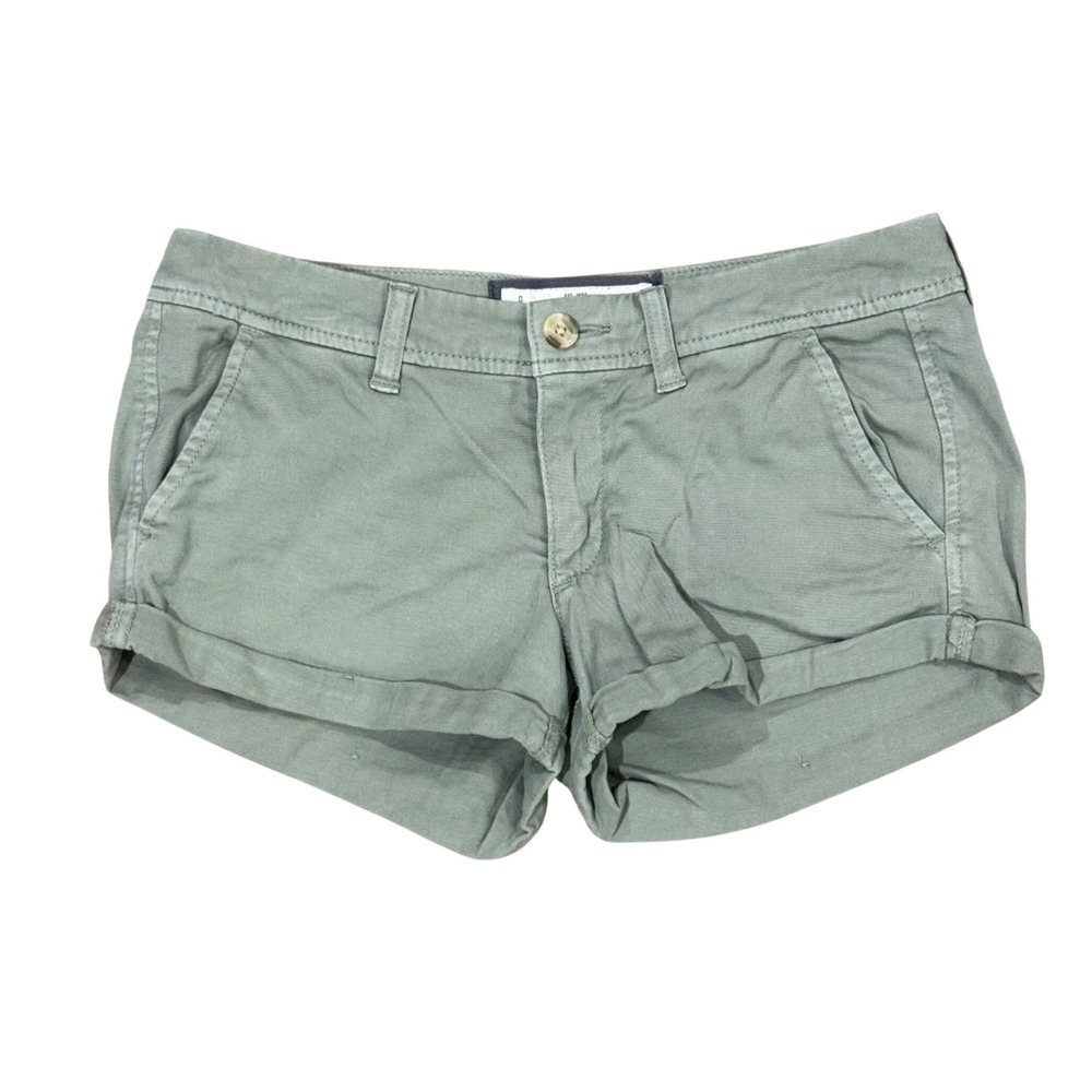 Vintage Abercrombie & Fitch Womens Green Cuffed Chino Shortie Shorts Size 0 W25